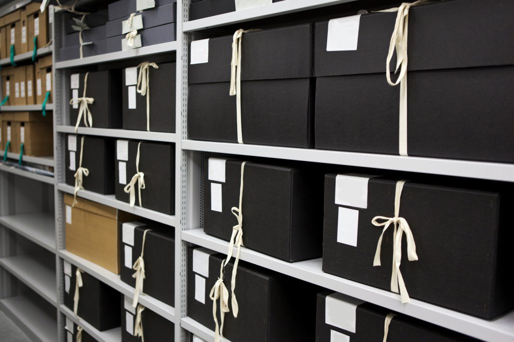 Close up of archives and storage in a closet